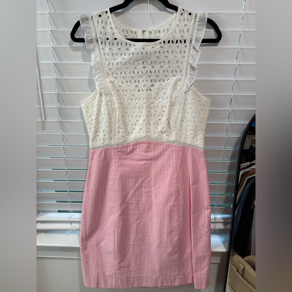 Lilly Pulitzer Pink and White Eyelet Mini Dress